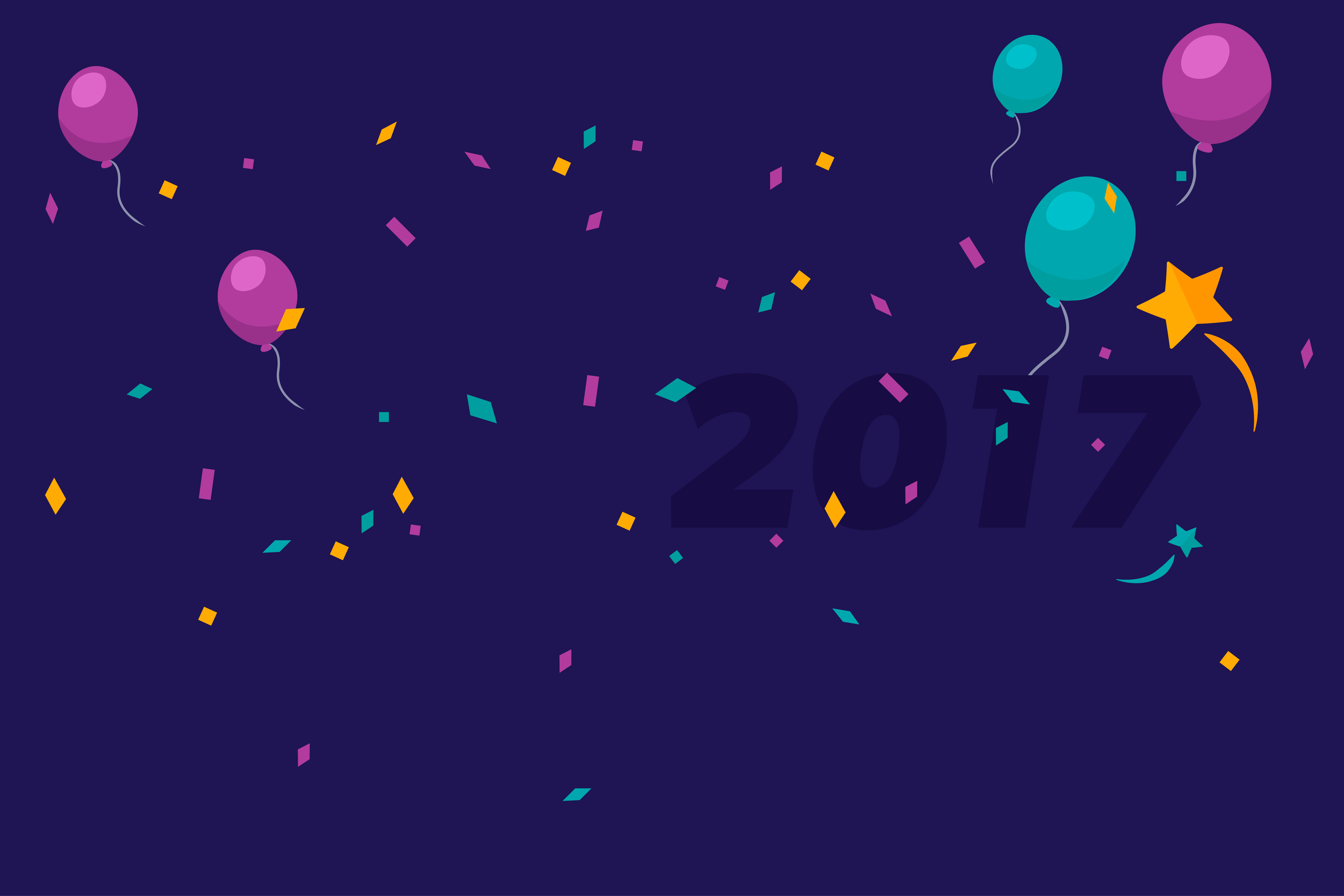 Celebration balloons and confetti graphic