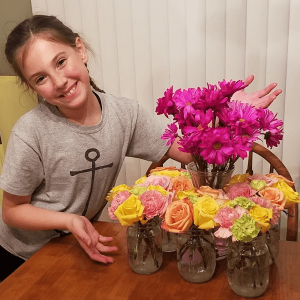 Cerkl employee family arranging flowers for office 