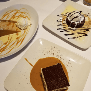 Array of deserts from restaurant menu