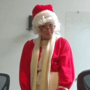 Cerkl employee dressed as Mrs. Claus 