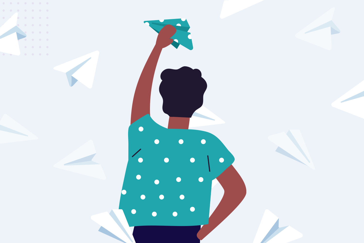 Employee reaching for email icon graphic 