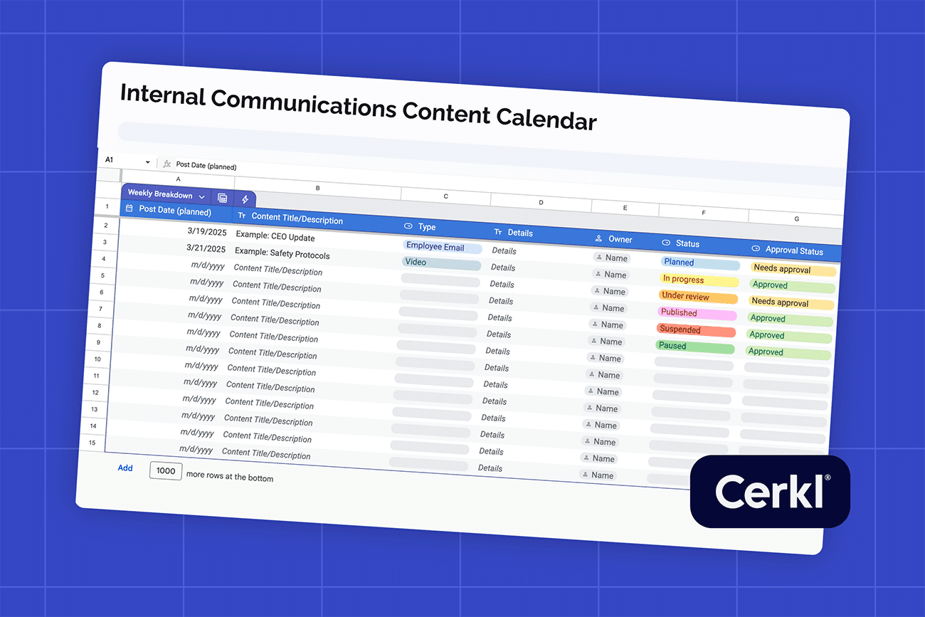 Free Internal Communications Content Calendar Template to Streamline Your Strategy